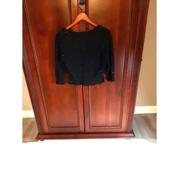 apt. 9 NEW Womens Size M Black Cropped Sequined Sweater Cardigan w/ Front Tie - Picture 6 of 8